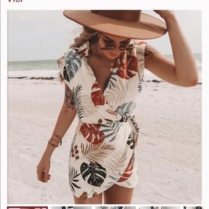 VICI Canyon Palm Print Tie Dress - Medium NWT